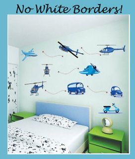 Transparent Transport Plane Truck Helicopter Airplane Car Boys Wall