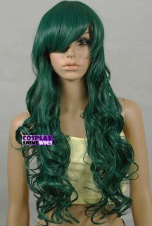 80cm Dark Green Heat Styleable Curly Long Cosplay Wigs 967_DGE