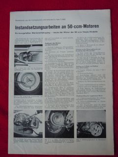 VESPA * REPARATURANLEITUNG Vespa 50 ccm Roller Motor 1966