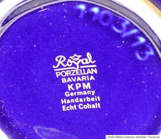Royal KPM echt Kobalt Blumenvase mit goldenem Blumendekor