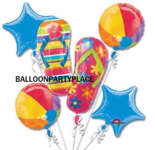 BIRTHDAY PARTY LUAU BABY SHOWER flip flop beach ball balloon BOUQUET