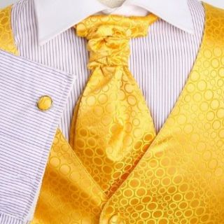 Yellow Polka Dots Mens Designer Tuxedo Vest Set Match