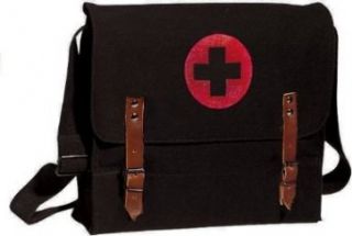Black NATO Medic Red Cross Canvas Shoulder Bag Clothing