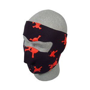 Neoprene Face Mask, Skull & Crossbones, Red Sports