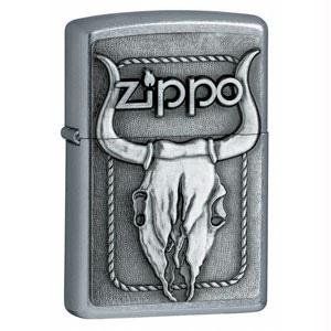 Zippo Lighter Bull Skull Emblem, Street Chrome Sports
