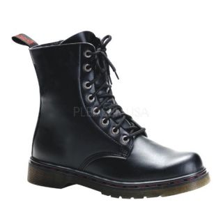 shoes display on website 8 eyelet ankle combat boot black faux leather