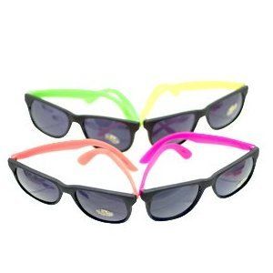 12 Pairs Neon 80s Wayfarer Sunglasses Kids Teen Party