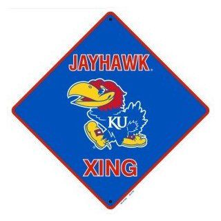 Kansas Jayhawk Crossing Sign Metal Embossed 12 x 12