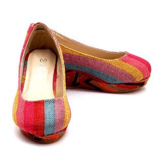 Stripe Canvas Wedge Heel Shoes Little Girls 13 Forever Link Shoes