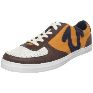 True Religion Mens Ace Low Sneaker,White/Brown/Orange,13 M US Shoes