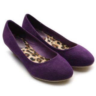 Womens Ballet Flats Loafers Faux Suede Low Heel Purple Shoes Shoes
