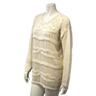 Winter White Intricate Weaved Oversized Long Sweater Size
