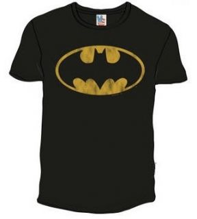 Junk Food Batman Distressed Logo Black Adult T shirt