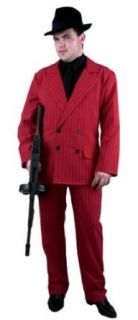 Mens Red and Black Gangster Suit Costume Clothing