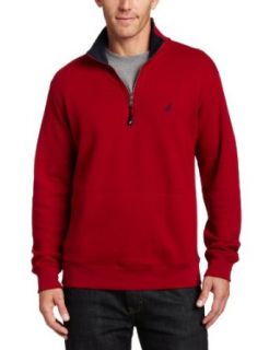 Nautica Mens Solid Fleece 1/4 Zip Sweatshirt, Red Chili, X