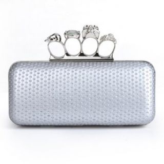 Skull Knuckle Rings Clutch Evening Bag, PU Embed with