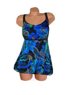 Longitude Swimwear Paisley Floral Swimdress Style Swimsuit