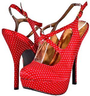 Qupid Onyx 38 Red White Women Platform Pumps Shoes