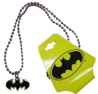 BATMAN Silver Die Cut Metal Logo Necklace with Yellow