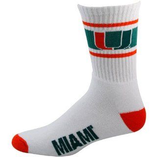 NCAA Miami Hurricanes Striped Cushion Crew Socks Shoes