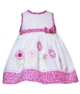 Rare Editions Daisy Embrodiered Dress, White/Pink, 12