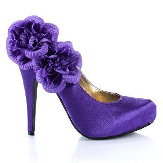 Liliana Chica 10 Flower Almond Toe Pump PURPLE 60 Shoes