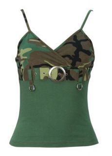 Womens Camouflage Two Tone Spaghetti Strap Tank Top