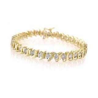 10K Yellow Gold Diamond S Link Tennis Bracelet (1cttw, J K