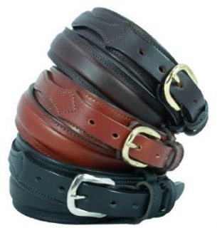 English Bridle Leather Raised Dress Belt (30, Dark Brown) Clothing
