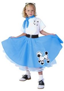 Kids Deluxe Blue Poodle Skirt Costume Clothing