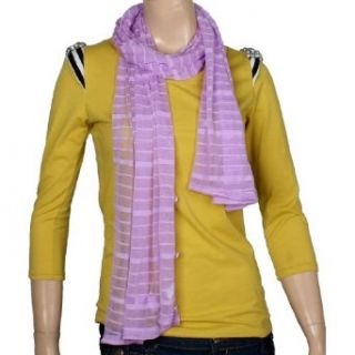 Allegra K Women Light Purple Stripe Pattern Sheer