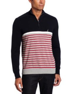Nautica Mens Engineered One Fourth Zip Sweater Clothing