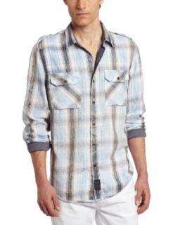 Calvin Klein Jeans Mens Weathered Plaid Long Sleeve