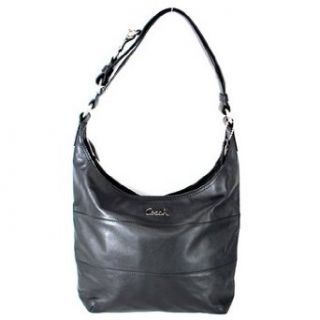 Coach Leather Pieced Duffel Hobo Handbag 17116 Black