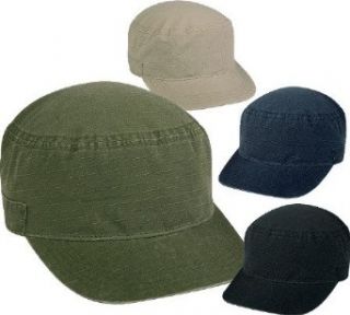 Military Style Cotton Rip Stop Hat, Olive Clothing