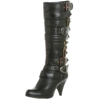 Florry Tall Ten Buckle Boot,Black,37 EU (US Womens 7 M) Shoes
