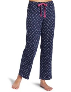 Nautica Sleepwear Womens Ki Knit Anchor Pant, Black Iris