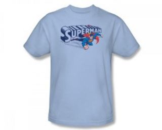 Superman   Under Logo Adult T Shirt In Light Blue