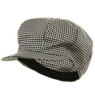 Houndstooth Newsboy Cap White Black W39S12A Clothing