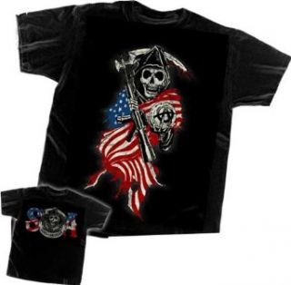 Sons Of Anarchy Reaper USA Flag T shirt Clothing