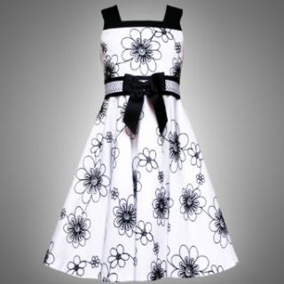 Size 7 RRE 53072E WHITE BLACK Textured Floral Embroidered