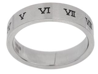 Stainless Steel Comfort Fit Roman Numeral Ring