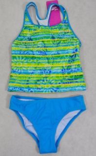NEW Speedo Girls 2pc Tankini Swim Bathing Suit Blue Yellow