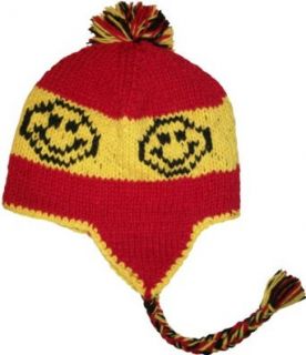 Authentic Soul Smiley Face Wool Ear Flap Sherpa Knit Hat