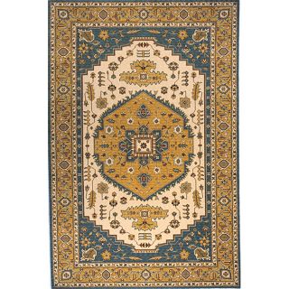 Hand finished Teal Persian Garden Wool Rug (8 x 10)