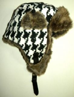 Chunky Houndstooth Trooper Aviator Hat Cap Trapper