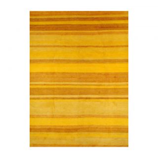 Hand knotted Yellow/ Gold Wool Rug (84 x 111)