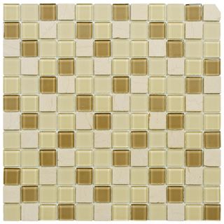 SomerTile 11.5x11.5 inch Chroma Square Olea Glass and Stone Mosaic