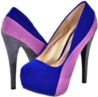 com Qupid Penelope 44X Royal Blue Velvet Women Platform Pumps Shoes