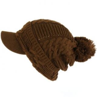 Winter Cable Knit Slouchy Visor Jeep Beanie Visor Brown